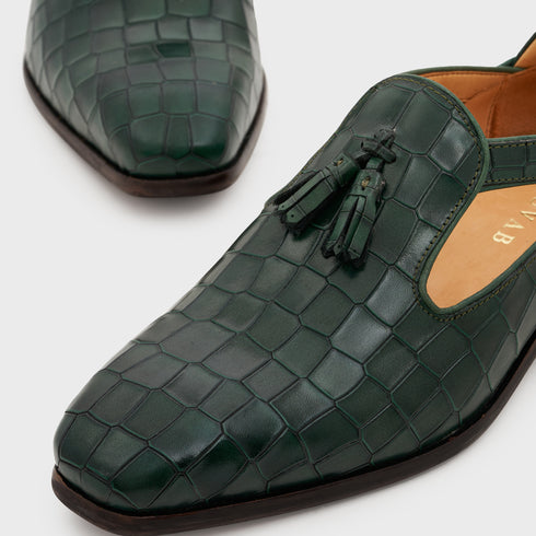 Bagh | Forest Green Croco Leather